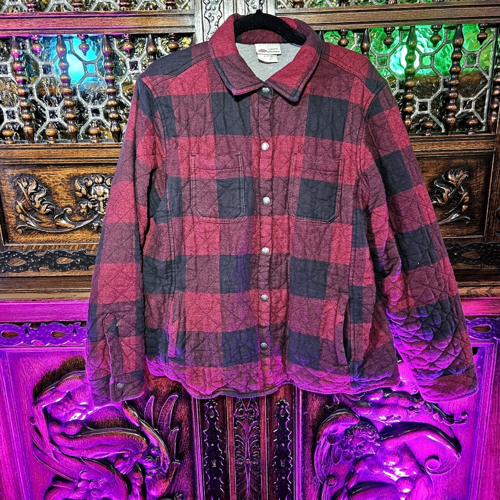 Dickies Red and Black Plaid Quilted Sweatshirt